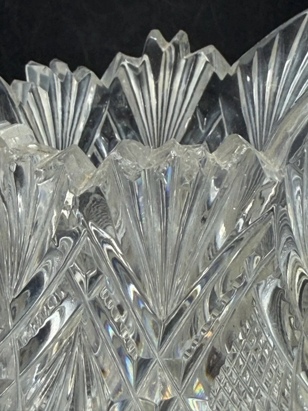TW Signed Vintage Cut Crystal Jug Pitcher Creamer Pourer Vessel Tableware Decor